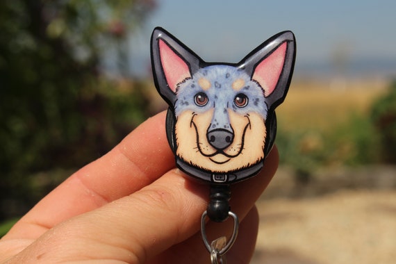 Cattle Dog Blue Heeler Badge Reel ID Holder: Gift for Nurses, Vet