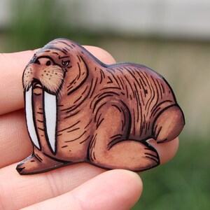 Walrus Magnet: gift for walrus lover or walrus art collector Cute ocean animal magnets for locker or fridge