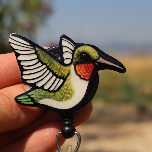 Hummingbird Badge Reel Id holder: Gift for bird lovers, nurses, vet techs, veterinarians, zoo keepers bird animal badge reels