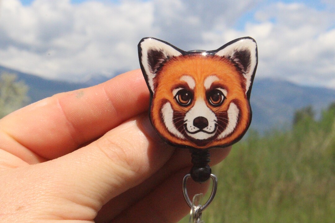 Red Panda Badge Reel Id Holder Retractable ID Gift for Panda Etsy