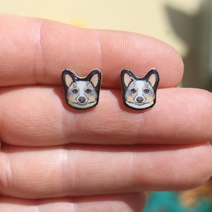 Merle Corgi Stud Earrings: Gift for dog animal lovers, vet techs, veterinarians, zookeeper's cute earrings with Stainless Steel Posts