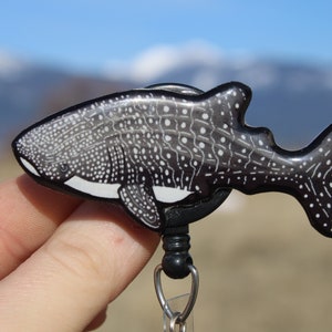 Whale Shark Badge Reel Id holder retractable gift for nurses, vet techs, veterinarian, ocean animal badge reels for shark lovers