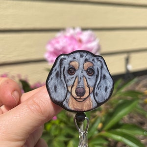 Dachshund wiener Dog Badge Reel Id Holder: Gift for nurses, Vet Tech, Veterinarians, CNA HCA Dog lover gift Dog Badge Reels