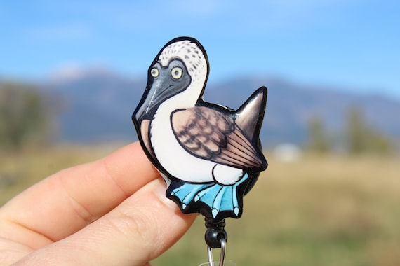 Blue Footed Booby Badge Reel ID Holder: Gift for Ocean Bird Lovers