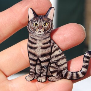 Tabby Cat Magnet: gift for tabby cat lovers or cat loss memorial Cute cat animal magnets for locker or fridge