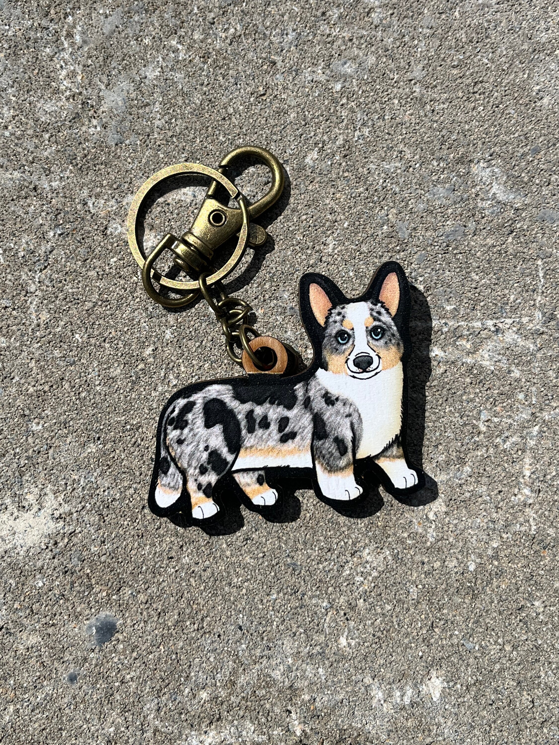 Wood Merle Corgi Keychain: Gift for Corgi Dog Lovers, Vet Techs