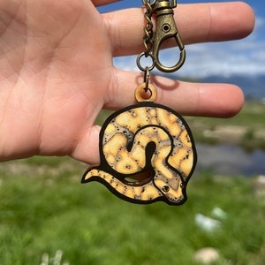 Wood Banana Ball Python Keychain: Gift for Snake Animal Lovers, Bird ...