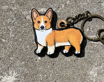 Wood Corgi Keychain: Gift for Corgi Dog Lovers, Vet Techs