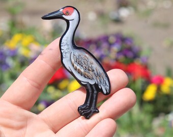 Sand hill Crane Magnet: Gift for crane lovers, vet techs, veterinarians, zookeeper's cute animal magnets for locker or fridge