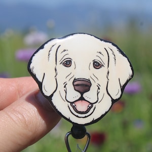 Cute Peeking Golden Retriever With Tongue Out Retractable Badge Reel ID  Holder 
