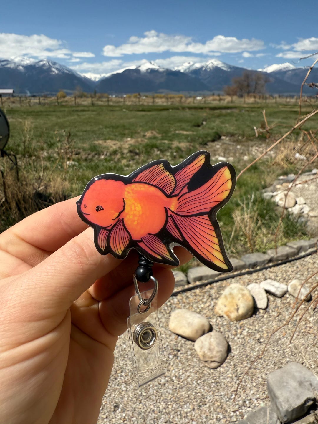 Fancy Goldfish Fish Badge Reel ID Holder: Gift for Animal Lovers ...