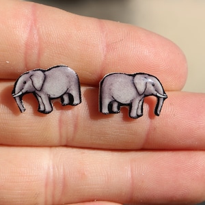 Elephant Earrings : Gift for elephant lovers Cute safari animal earrings studs for sensitive ears