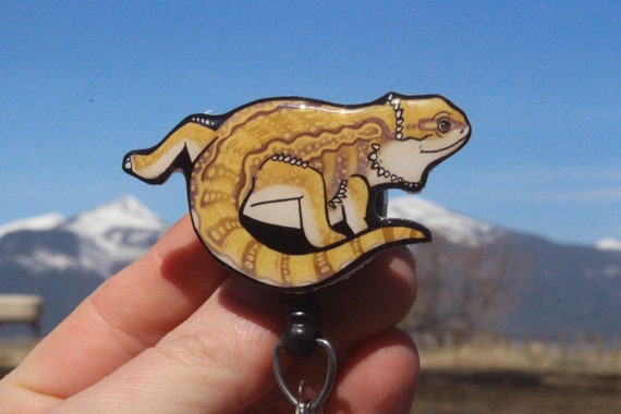 Bearded Dragon Badge Reel ID Holder: Gift for Lizard Lovers Nurses