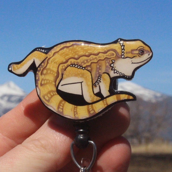 Bearded Dragon badge Reel ID holder: Gift for lizard lovers Nurses, zookeeper, vet tech, veterinarians teachers lizard animal badge reels