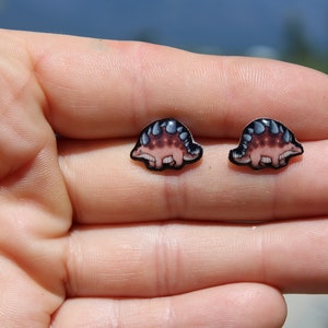 Stegosaurus Stud Earrings: Gift for  Dinosaur lovers, vet techs, veterinarians, zookeepers cute animal earrings with Stainless Steel Posts