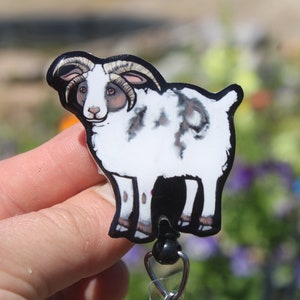 Jacobs Sheep Badge Reel ID holder: Gift for lamb lover, nurse, vet tech, veterinarian zookeeper farm animal badge reels