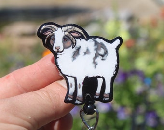 Jacobs Sheep Badge Reel ID holder: Gift for lamb lover, nurse, vet tech, veterinarian zookeeper farm animal badge reels