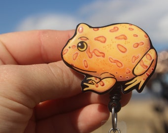 Pacman Frog Badge Reel ID holder: Gift for frog lovers, Nurses, vet techs,  veterinarians, zookeepers frog animal badge reels