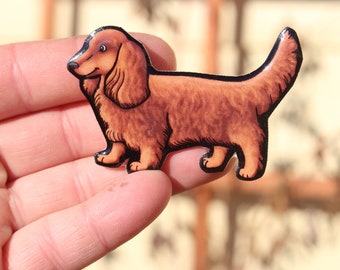 Longhaired Dachshund Magnet: Gift for Dog Lovers, Vet Techs, veterinarians, teachers cute animal magnets for locker or fridge