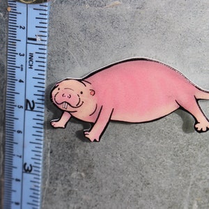 Naked Mole Rat Magnet: Gift for Rat lovers or Rat loss memorial Cute rat art animal magnets for locker or fridge image 2