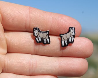 Toggenburger Goat Earring Studs: Gift for Farm Animal lovers, vet techs, veterinarians, zookeeper's cute earrings with Stainless Steel Posts