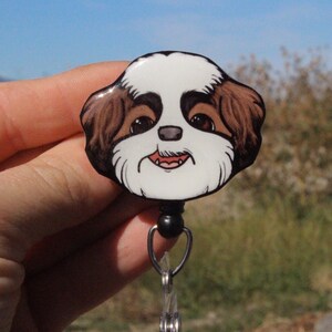 Shih Tzu Badge reel Id holder: Gift for shihtzu dog lovers, nurses, vet techs, veterinarians, teachers dog loss memorial dog animal reels