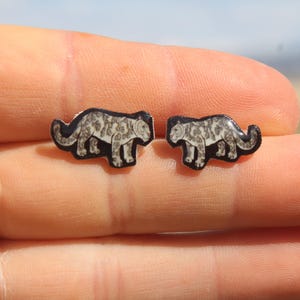 Snow Leopard Stud Earrings: Gift for cat animal lovers, vet techs, veterinarians, zookeeper's cute earrings with Stainless Steel Posts