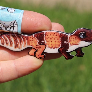 African fat tailed Gecko Magnet: Gift for gecko lizard lovers Or gecko Loss memorial Cute animal magnets forlocker or fridge