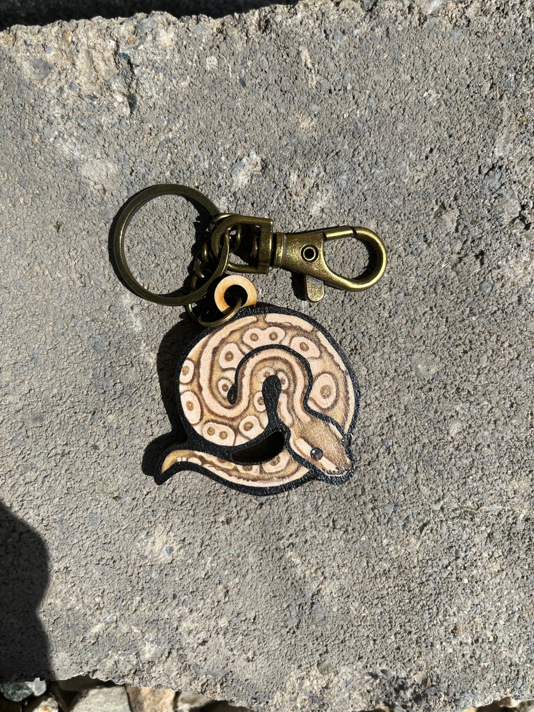 Wood Ball Python Keychain: Gift for Snake Animal Lovers, Vet Techs ...
