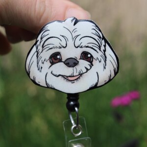 Shih tzu Badge Reel ID holder: Gift for shihtzu lovers, nurses, vet techs, veterinarians, dog loss memorial  dog animal badge reels