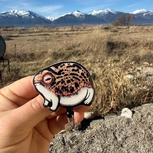 Rain Frog Badge Reel ID holder: Gift for Nurses, animal lovers, vet techs, veterinarians, Teachers cute acrylic animal badge buddy