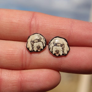 Goldendoodle Earrings : Gift for blonde dog lovers, vet techs, veterinarians, zookeepers cute animal earrings with Stainless Steel Posts