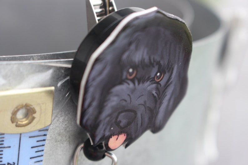 Black Goldendoodle Badge Reel: ID holder Dog lovers Gift for Nurses HCA's CNA's Housekeepers or veterinarian's Retractable swivel clip image 7