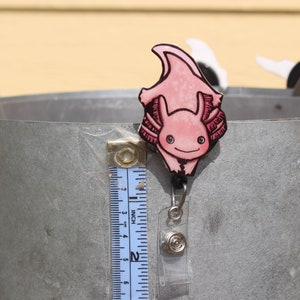 Axolotl Badge Reel Id holder: Gift for newt lovers, vet techs, veterinarians, zookeepers cute animal badge reels for medical workers image 6
