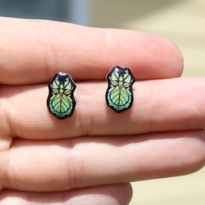 Leaf Insect Stud Earrings: Gift for bug animal lovers, vet techs, veterinarians, zookeeper's cute earrings with Stainless Steel Posts