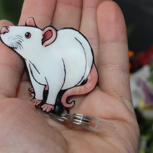 Rat Retractable ID Badge holder for prepunch badges 33 inch cord CNA HCA Housekeeping veterinarian Nurse Rat lover gift