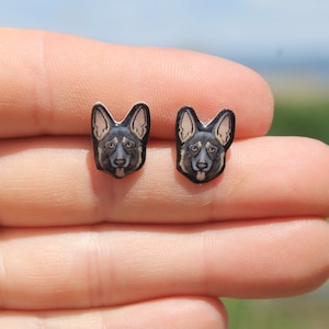 German Shepherd Stud Earrings: Gift for dog animal lovers, vet techs, veterinarians, zookeeper's cute earrings with Stainless Steel Posts