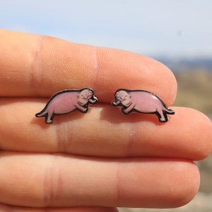 Naked Mole Rat Stud Earrings: Gift for animal lovers, vet techs, veterinarians, zookeeper's cute earrings with Stainless Steel Posts