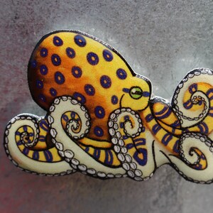 Blue-ringed Octopus Magnet Gift for octopus Lovers Cute ocean animal Magnets for locker or fridge image 4