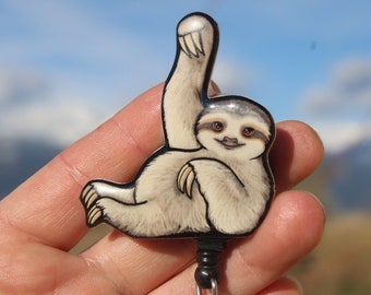 Sloth Retractable Badge Reel ID holder : Gift for Nurses, Vet Techs, veterinarians, zookeepers and Sloth lover gift Cute animal badge reels