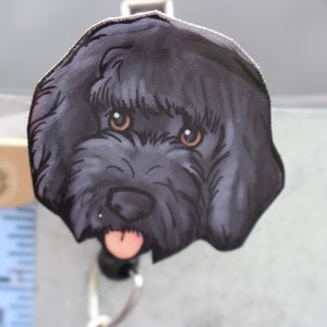 Black Goldendoodle Badge Reel: ID holder Dog lovers Gift for Nurses HCA's CNA's Housekeepers or veterinarian's Retractable swivel clip image 5