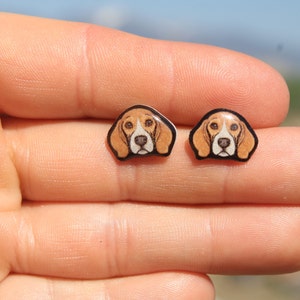Beagle Earring Studs: Gift for dog lovers, vet techs, veterinarians, zookeeper's cute earrings with Stainless Steel Posts