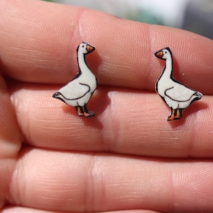 Goose Earring set: Stainless steel posts for sensitive ears Great gift for Geese lover Goose loss memorial