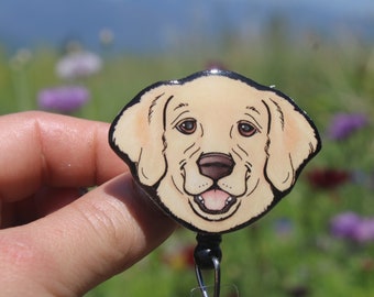 Golden Retriever Badge Reel ID Holder: Gift for dog lovers, vet techs, veterinarians, cute animal badge reels