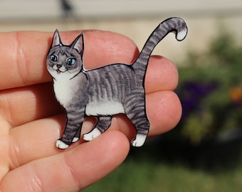 Gray Tabby Cat Magnet: Gift for tabby lovers or tabby loss memorial Cute cat animal magnets for locker or fridge
