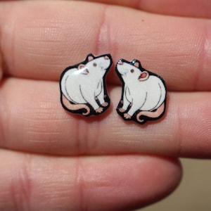 Rat stud Earrings: gift for rat lovers, teacher, vet tech, zookeeper or mouse memorial Cute animal earrings