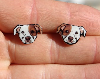 Pitbull Earrings : Gift for Pitbull lovers, vet techs veterinarians, zookeepers cute dog earrings with stainless steel posts
