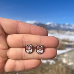Husky Dog Stud Earrings: Gift for animal lovers, vet techs, veterinarians, zookeeper's cute earrings with Stainless Steel Posts