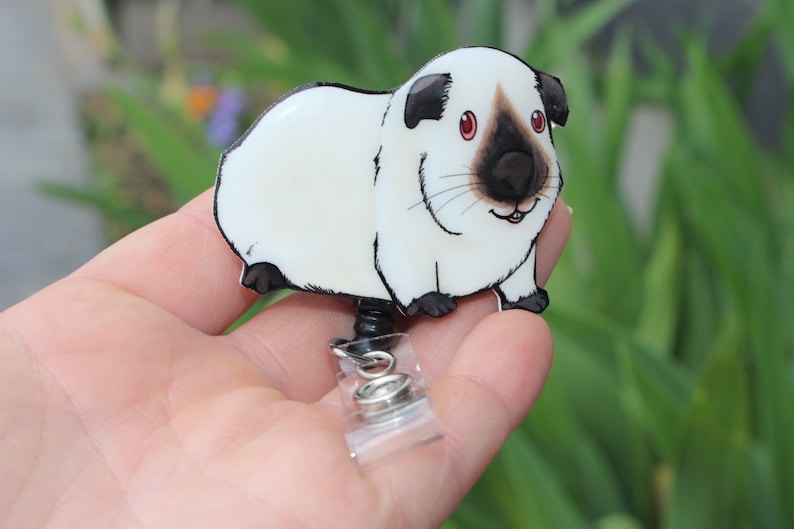 vet techs cute animal badge reels nurses veterinarians zookeepers Guinea Pig badge Reel ID holder: Retractable gift for cavi lovers