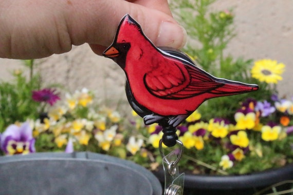 Cardinal Badge Reel Id Holder: Gift for Red Bird Lovers Song Bird